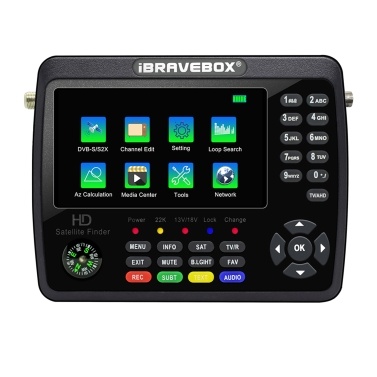 iBRAVEBOX V10 Finder Max+ HD Искатель сигнала спутникового телевидения DVB-S/S2/S2X Цифровой портативный измеритель сигнала Спутниковый искатель H.265 4,3-дюймовый ЖК-дисплей для настройки спутниковой антенны